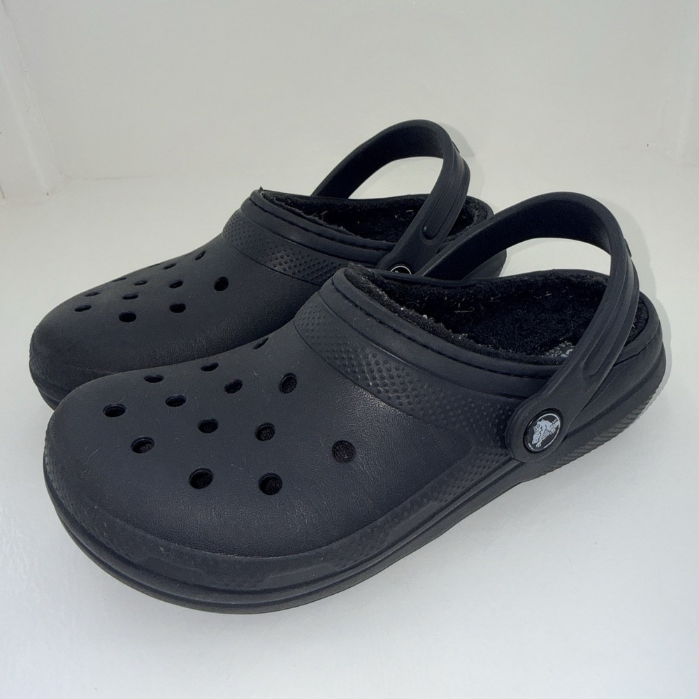 Crocs Kids Unisex Insulated Lined Classic Clogs Sandals Black Shoes Size 3